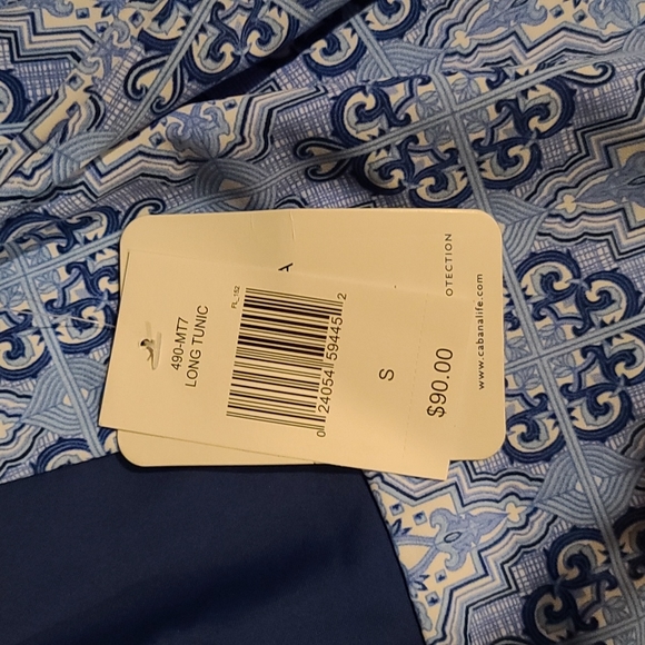 NWT Cabana Life Long Tunic with 3/4 sleeves in Blue, Size Small - Picture 5 of 7
